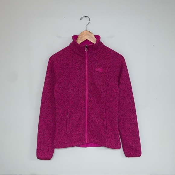 The North Face Fleece Sweater Size XS Pink Magenta Heathered Full Zip Jacket - Picture 8 of 9